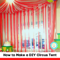 Learn how to make a DIY circus tent with these directions! It's a fun circus backdrop for the classroom or a circus engineering challenge for kids!