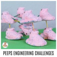 Peeps are super fun to get at Easter. But if you have some leftover, try these Peeps marshmallow engineering activities! The marshmallow activities and marshmallow STEM challenge will delight your kids. Peeps STEM activities are the best!