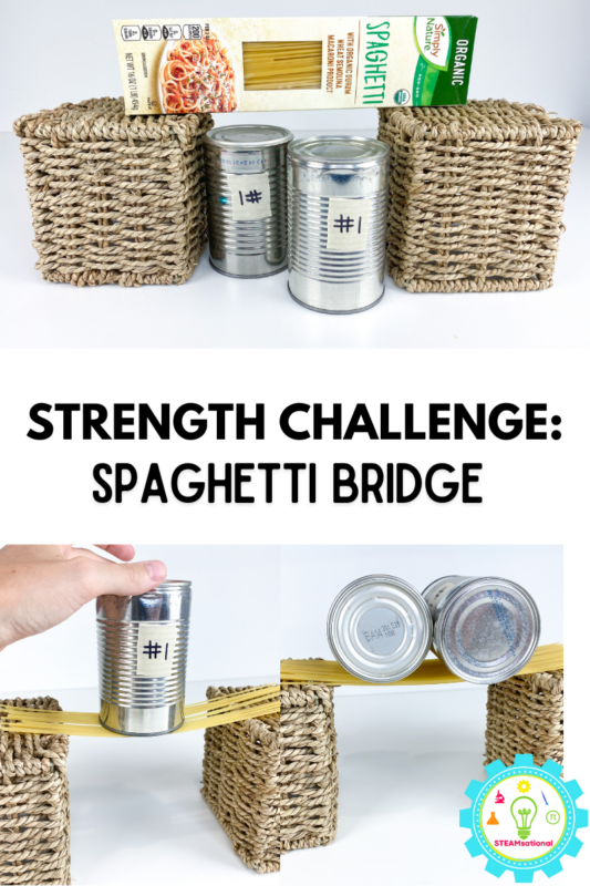 This spaghetti STEM activity is a fun engineering activity for kids and a fun bridge building STEM activity!