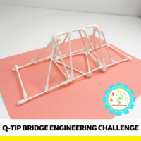 This fun engineering activity shows kids how to make a q tip bridge that is designed like a suspension bridge. It's a fun engineering challenge that kids love!