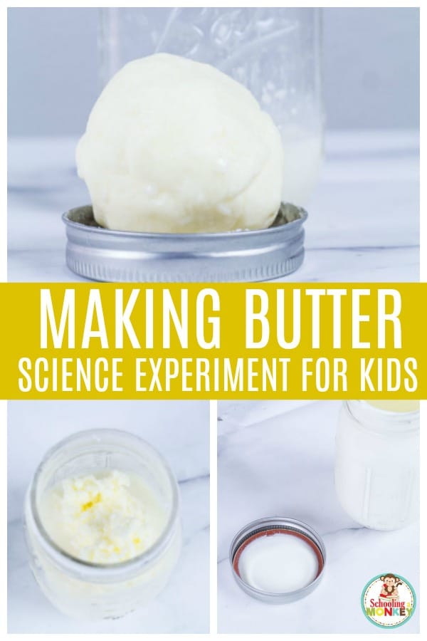 Want a quick and easy science experiment for kids? The making butter science experiment is fast and tons of fun! Learn how to make butter with kids and the science of butter. Use the included worksheet on making butter to round out your butter science experiment! #science #scienceexperiments #stem #stemed #preschool #kidsactivities #summeractivities
