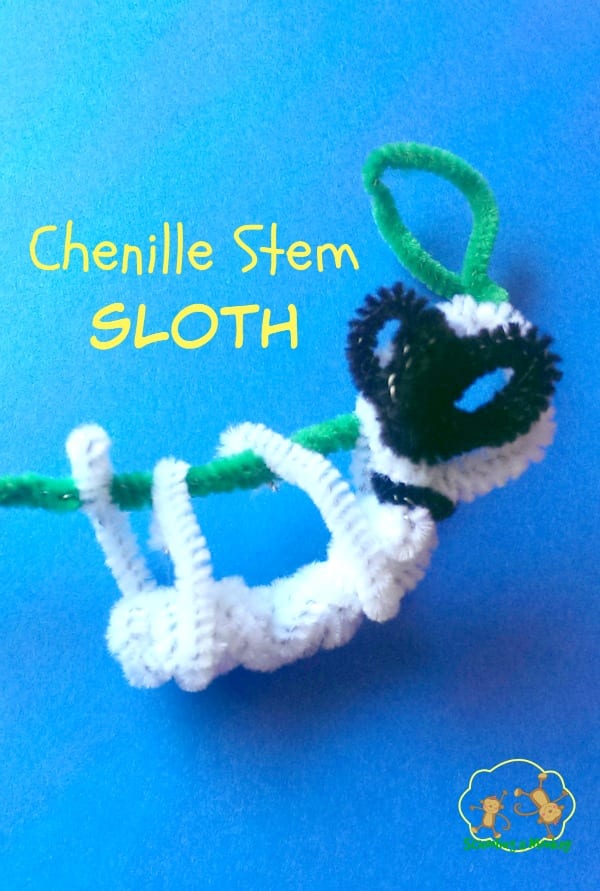 Celebrating International Sloth Day? These easy sloth crafts for preschool are the perfect way to celebrate with this mess-free chenille stem sloth! 