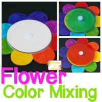Preschoolers will learn about color mixing in this preschool color mixing flower busy bag activity! Learn what colors mix and blend without adult help!