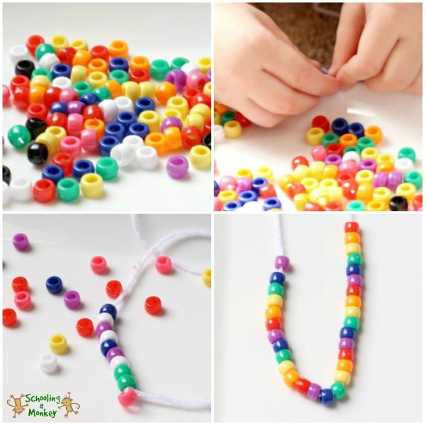 Use this super simple bead stringing activity for an easy fine motor practice activity in your preschool or totschool!