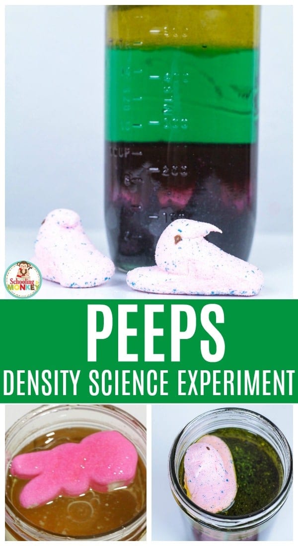 PEEPs are amazing little marshmallow candies that have so many uses beyond just being a sweet! Use this density experiment to bring your PEEPS into the classroom with these PEEPS STEM activities for kids. #easteractiviities #easterstem #stemactivities #scienceexperiments
