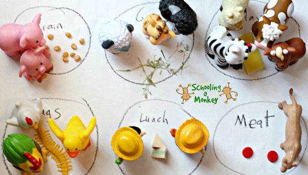 In this no-prep totschooling activity, teach preschoolers the varying dietary needs of animals through classification using small toys.