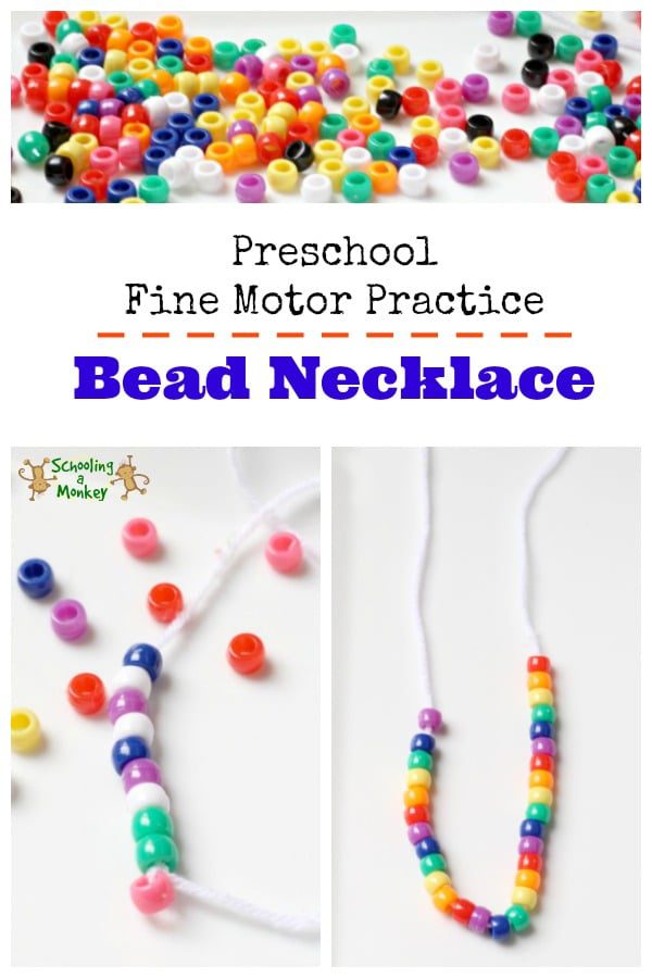 Use this super simple bead stringing activity for an easy fine motor practice activity in your preschool or totschool!
