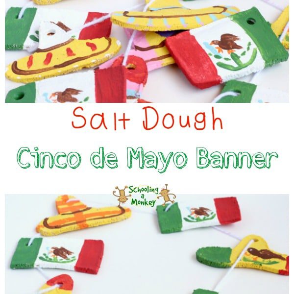 Add a crafty side to your Cinco de Mayo unit study with this fun Cinco de Mayo banner made from salt dough! Plus tons of educational Cinco de Mayo ideas!