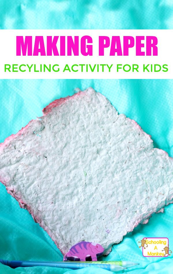 In this activity on how to make recycled paper at home, you will learn all about how paper is recycled and other fun ways to teach recycling. Making paper with kids is perfect recycling project for kids for Earth Day! #recycling #earthday #earthdayactivities #kidsactivities