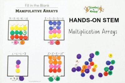 Solidify multiplication facts by using this multiplication arrays printable. This worksheet teaches multiplication in a visual, hands-on way.