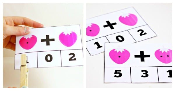 Love strawberries? Then you won't want to miss these strawberry math addition fact clip cards for preschoolers, kindergarten, and first grade!