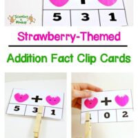 Love strawberries? Then you won't want to miss these strawberry-themed addition fact clip cards for preschoolers, kindergarten, and first grade!