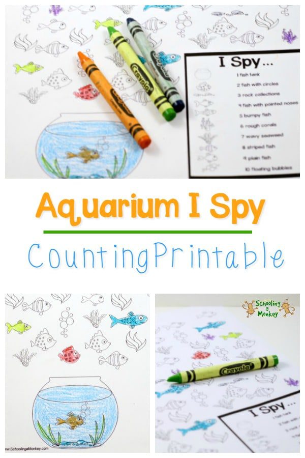 Grab these super fun aquarium printables featuring I spy printable worksheets! aquarium I spy printable is fun for summer games and learning!