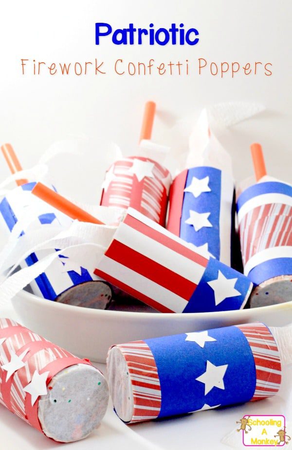 If you love fireworks but don't like explosions, these confetti fireworks are for you! This easy 4th of July craft is perfect as a patriotic kids craft!