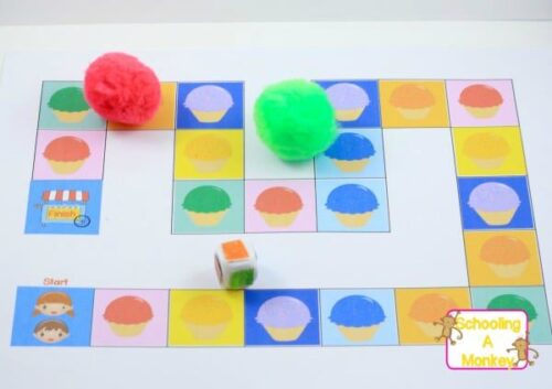Use this printable game to teach colors to toddlers and preschoolers! The ice cream game teaches color identification in a fun, hands-on way.
