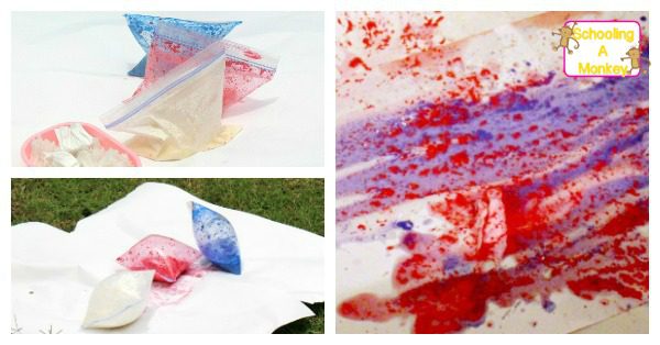 Learn about chemical reactions in this highly visual STEM activity for kids using vinegar and baking soda to create patriotic paint bombs. Summer science!