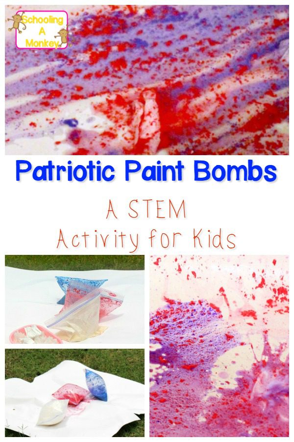 Learn about chemical reactions in this highly visual STEM activity for kids using vinegar and baking soda to create patriotic paint bombs. Summer science!
