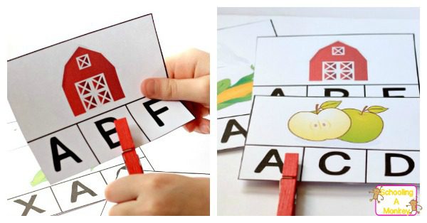 These farm activities clip cards are the perfect way to teach kindergartners and preschoolers about beginning sounds in a fun, hands-on way!