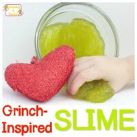Looking for Christmas activity ideas to go along with How the Grinch Stole Christmas? Make this super-easy, sparkly Grinch slime and add science to the fun.