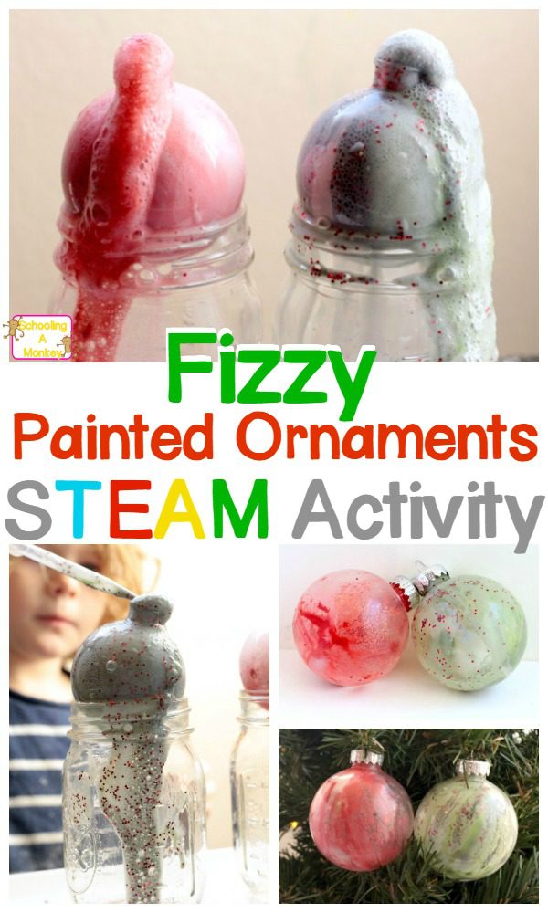 Make your Christmas STEM activities last when you make these fizzy painted Christmas ornaments using baking soda and vinegar chemical reactions.