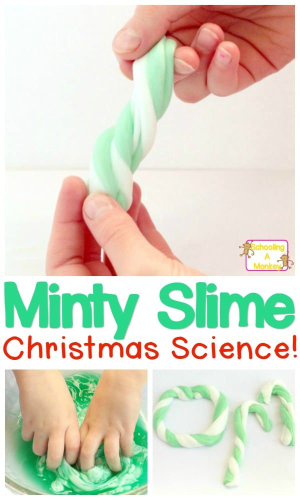 Make your Christmas a science Christmas with the Christmas science projects featuring peppermint slime! Minty science fun for kids!