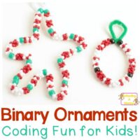 You won't believe how fun it is to make Christmas ornaments with words written in binary. Christmas coding with kids is the perfect technology activity!