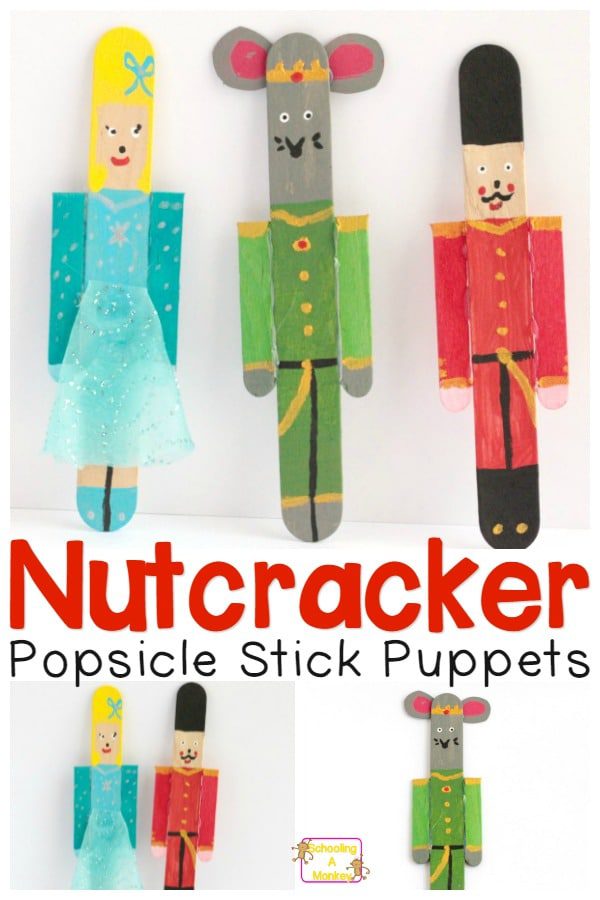 Love The Nutcracker ballet? You won't want to miss these adorable Nutcracker popsicle stick puppets for kids. One of the cutest nutcracker craft ideas!