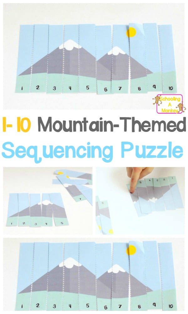 Number sequencing is an important skill for young kids to learn. Make it fun with this mountain-themed sequencing puzzle printable for early learners!