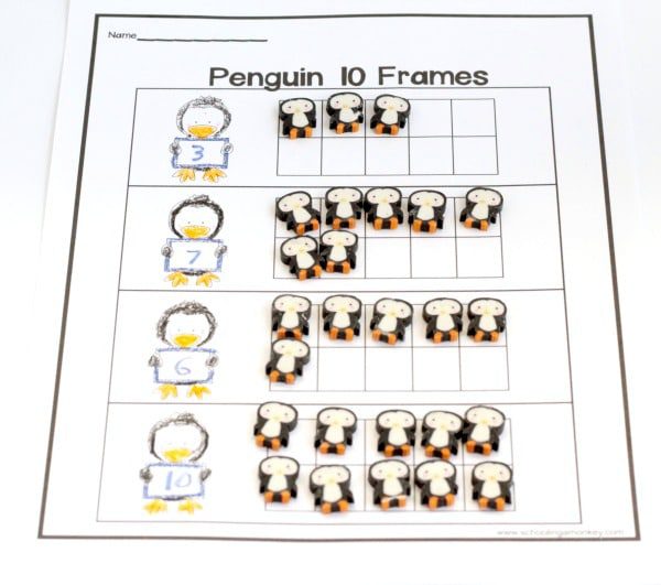 If your kids are working on 10-frames, they will love this fun penguin-themed 10 frame worksheet! Printable, free, and ready-to-go! Just add penguins!