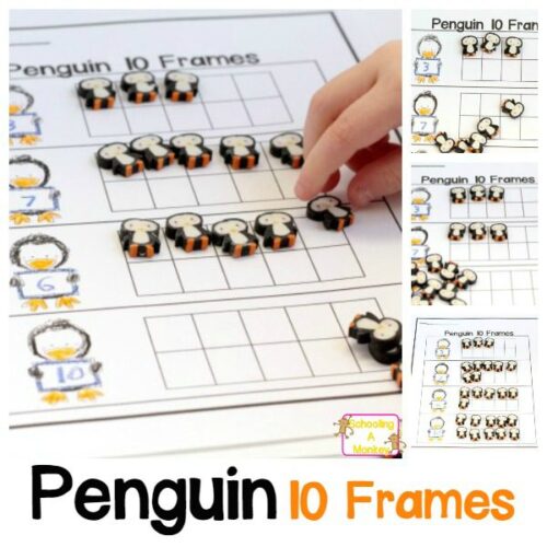 If your kids are working on 10-frames, they will love this fun penguin-themed 10 frame worksheet! Printable, free, and ready-to-go! Just add penguins!