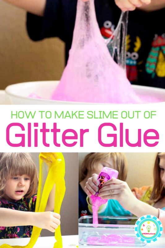 Have some glitter glue? Why not turn it into glitter glue slime! How to make glitter glue is easy, and kids love it!
