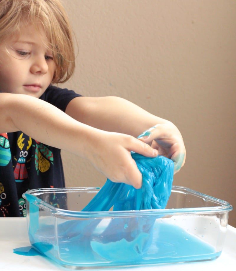 This simple recipe for winter slime is basic, fun, and so simple that kids can make it themselves! The perfect winter boredom buster!