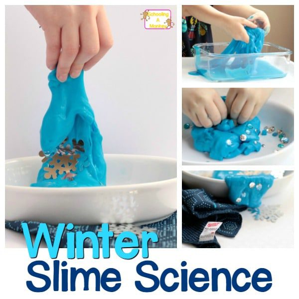 This simple recipe for winter slime is basic, fun, and so simple that kids can make it themselves! The perfect winter boredom buster!