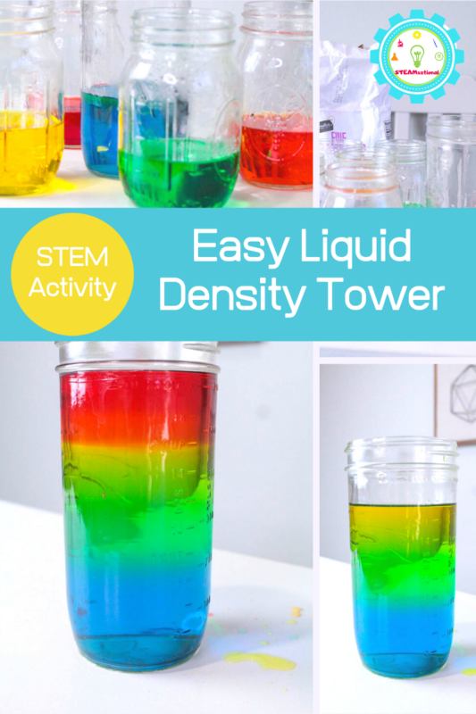 torre de densidad de agua de azúcar colorida