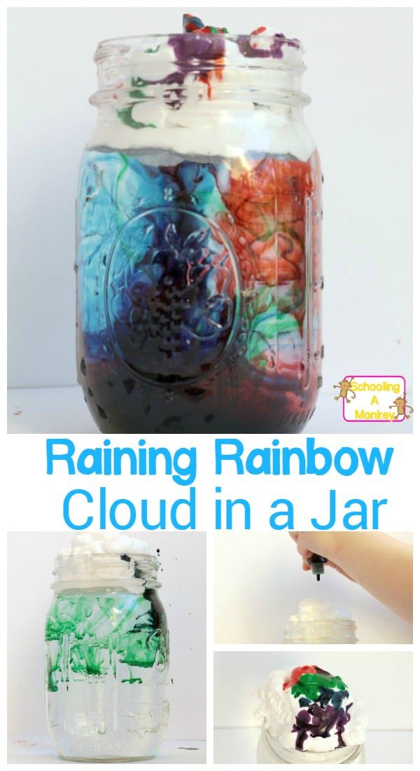 This raining rainbow cloud in a jar not only makes it rain, but it makes a hurricane! A simple STEM project for little ones (and older kids love it too!)
