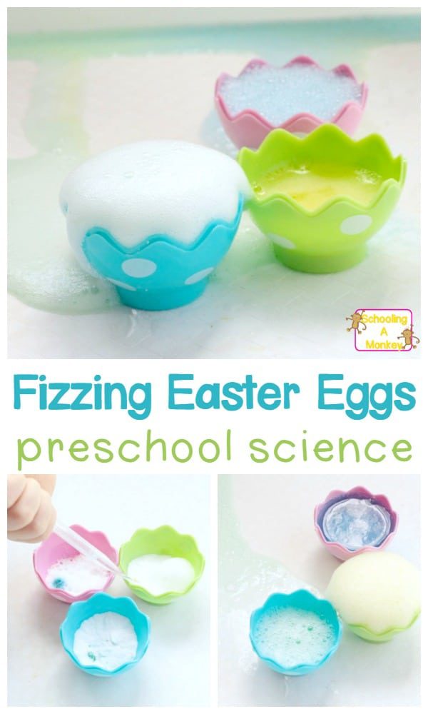 This Easter, bring some science into the preschool classroom with the fizzing Easter eggs science experiment! Preschoolers will love this Easter activity!