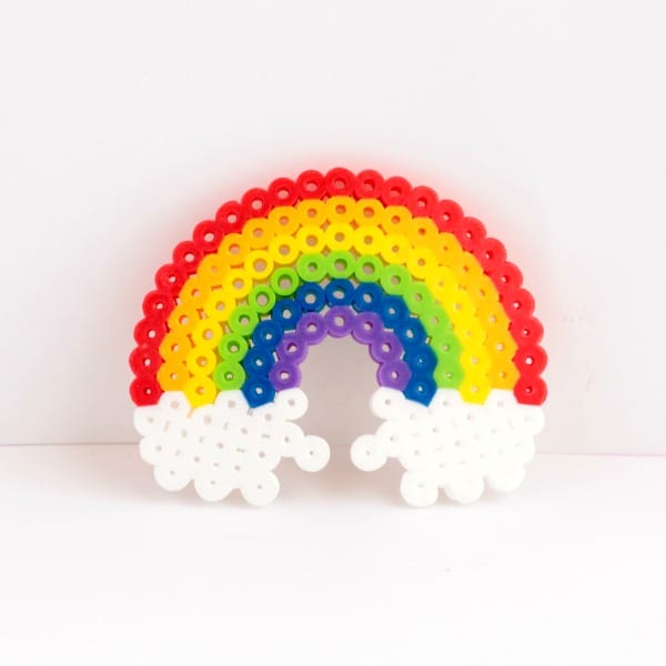 Kids can boost pattern skills, design skills, and fine motor skills with this super-fun and super-colorful Perler bead rainbow!
