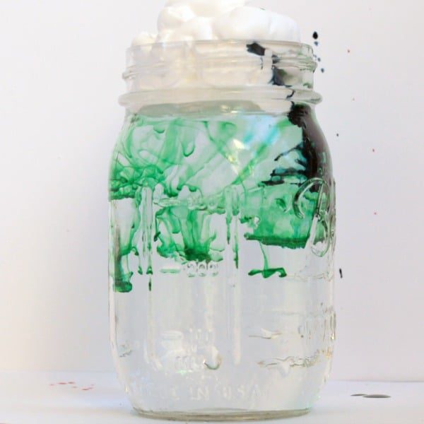This raining rainbow cloud in a jar not only makes it rain, but it makes a hurricane! A simple STEM project for little ones (and older kids love it too!)