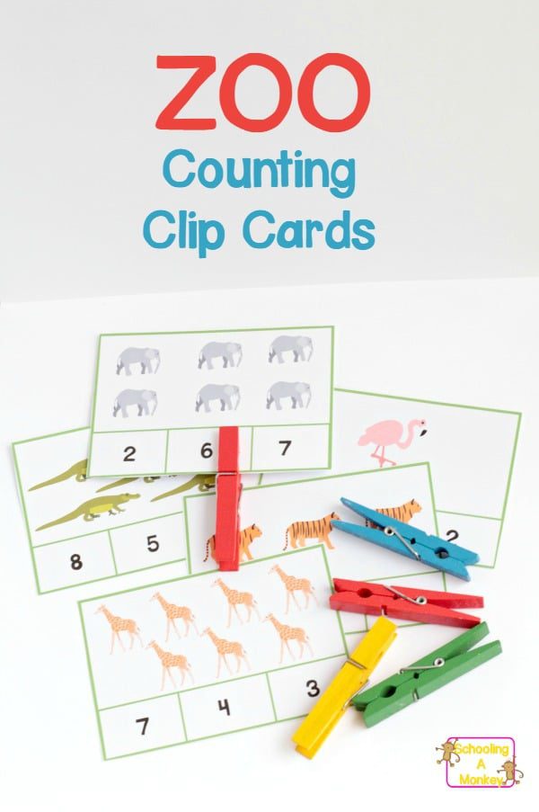 Zoo counting clip cards help preschoolers and kindergarteners learn to count from 1-10. Perfect for math stations, math centers, and iplay!