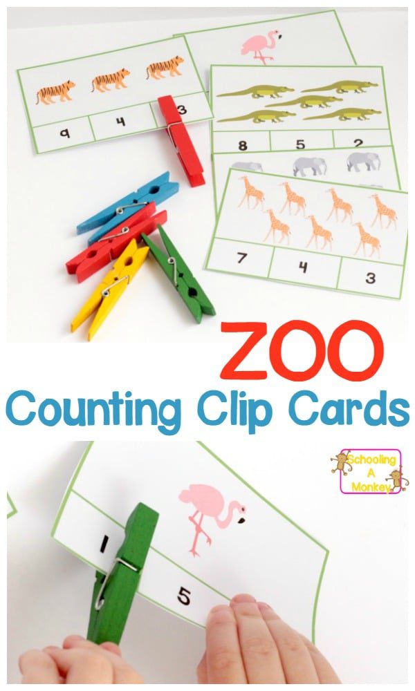If your kids love the zoo, then they will love these zoo counting clip cards! Help kids learn to count from 1-10 in a math learning center!