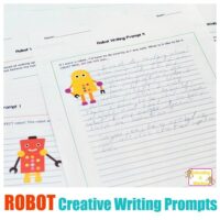 If your kids love robots, then they will love these robot-themed creative writing prompts! These upper elementary writing prompts inspire creativity!