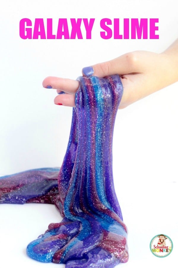 This super easy NASA slime recipe is the ultimate guide in how to make galaxy slime. Kids will love this DIY galaxy slime swirl they can make at home! This NASA slime galaxy will keep kids having fun all summer long learning how to make a slime galaxy with this easy-to-follow galaxy slime recipe. #slimerecipe #slime #summerfun #kidsactivities