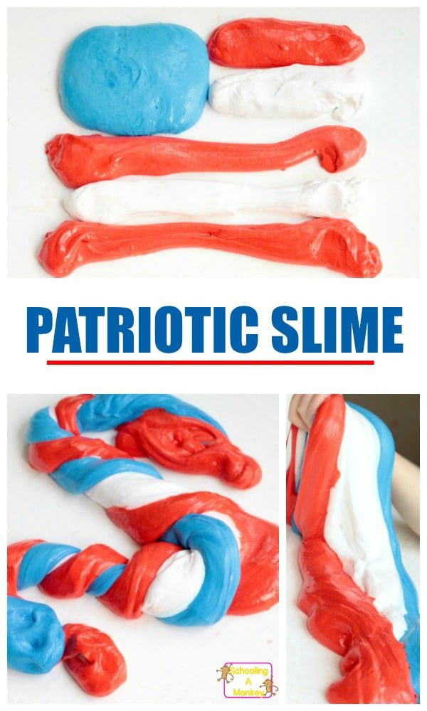 The best fluffy slime recipe is perfect for making patriotic slime and 4th of July slime. The fluffy slime recipe is easy and makes such a fun 4th of July activity for kids!