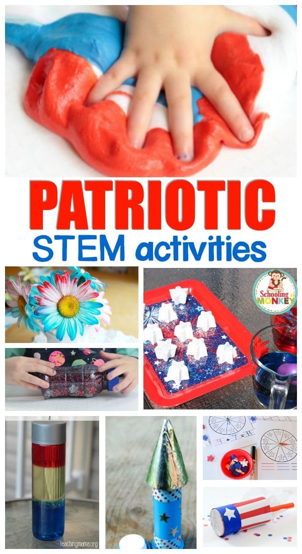 Use these patriotic STEM activities to a patriotic theme, 4th of July activities, or screen-free summer activities for kids. 