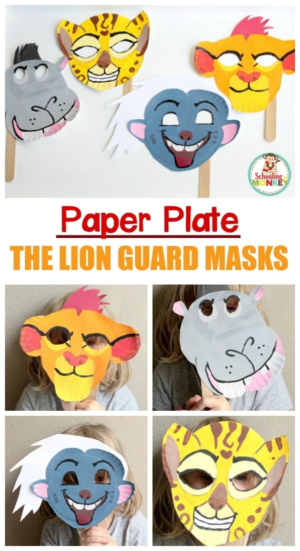 These adorable DIY The Lion Guard paper plate masks are the perfect way to play along with The Lion Guard! It's the perfect preschool craft!