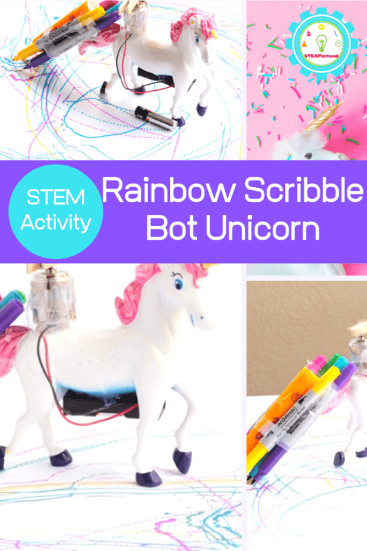 This rainbow scribble bot project is so much fun for kids and will spark their creativity so they want to make more robots from toys. This is a creative STEM activity idea that you can use in the classroom or at home.  Kids will love transforming their toys into art doodle bots!