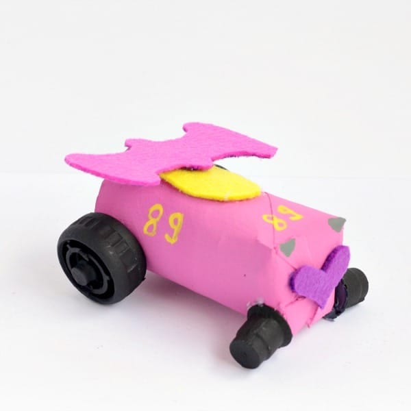 These adorable DIY craft roll Mickey and the Roadster Racers craft tube cars are so simple to make, and make the perfect Disney craft for kids!
