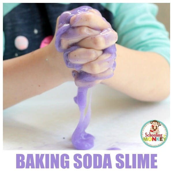 Slime is tons of fun. This version teaches you how to make slime with baking soda and is a completely borax-free slime! Non toxic slime for the win!
