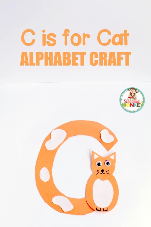 Make learning letters fun with these adorable alphabet crafts! The C is for cat letter craft is a fun way to teach the hard C sound to kids.