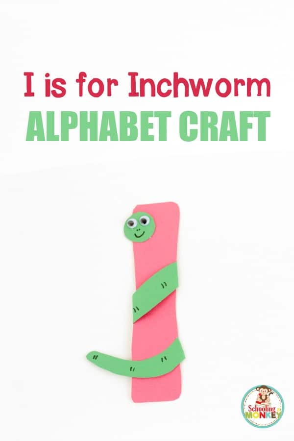 Kids will love transforming this letter I into an inchworm craft. The cute little inchworm is adorable and is the perfect alphabet craft for kindergarten!